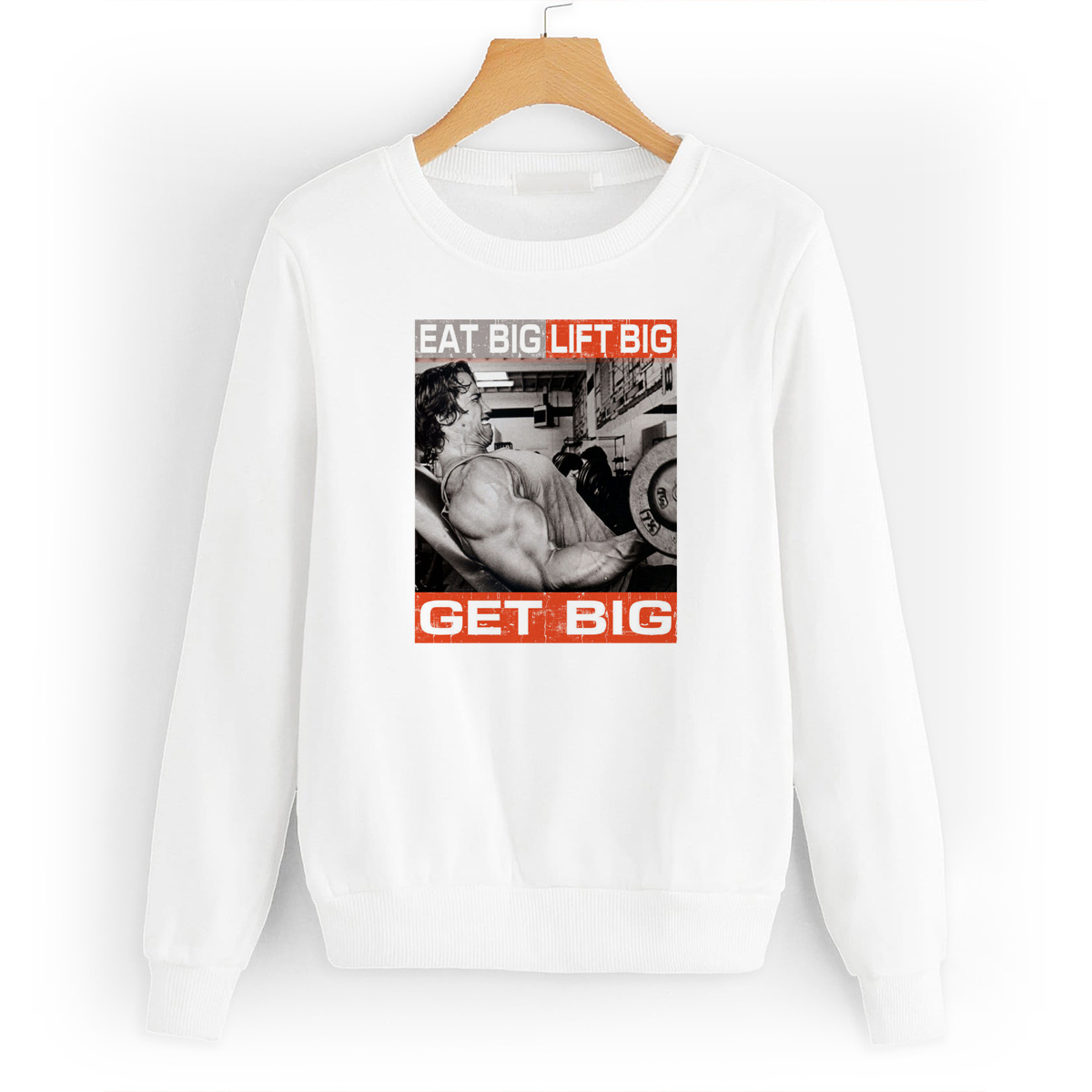 

Свитшот белый CoolPodarok Eat big lift big get big., 8W015526