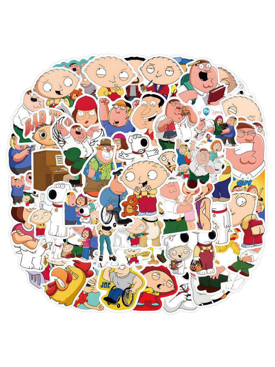 

Наклейки Гриффины Family Guy X420 водостойкие, 4-8см, 56 шт, Стикеры