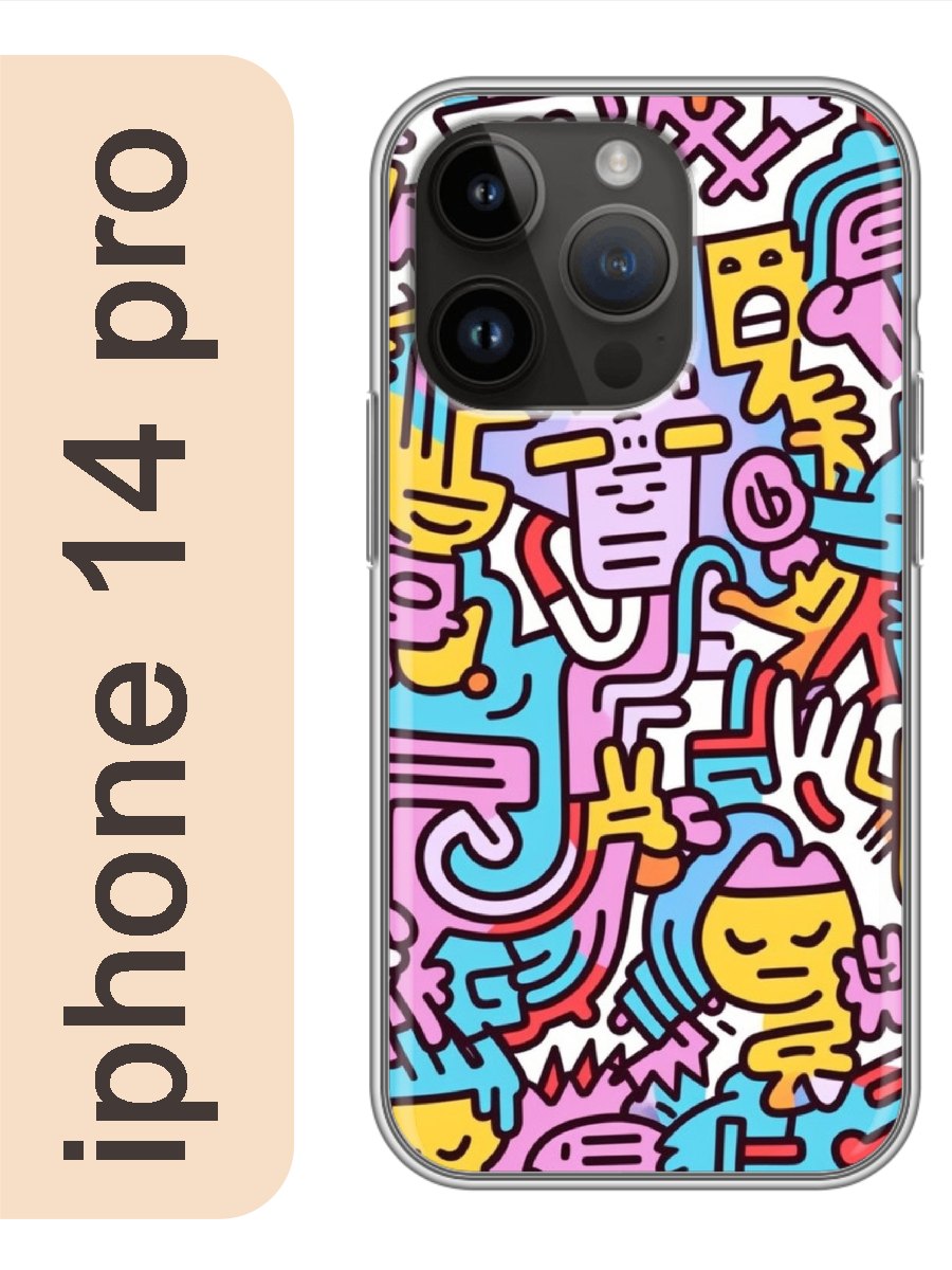 

Чехол на Apple Iphone 14 pro граффити 932, Прозрачный, Iphp14rzne
