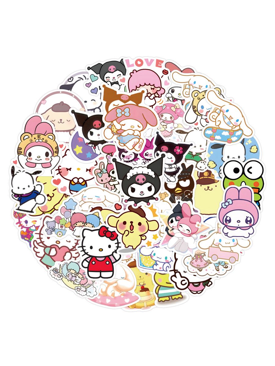 

Наклейки Хеллоу Китти, Моя Мелодия водостойкие, 4-8см,100 шт, Стикеры