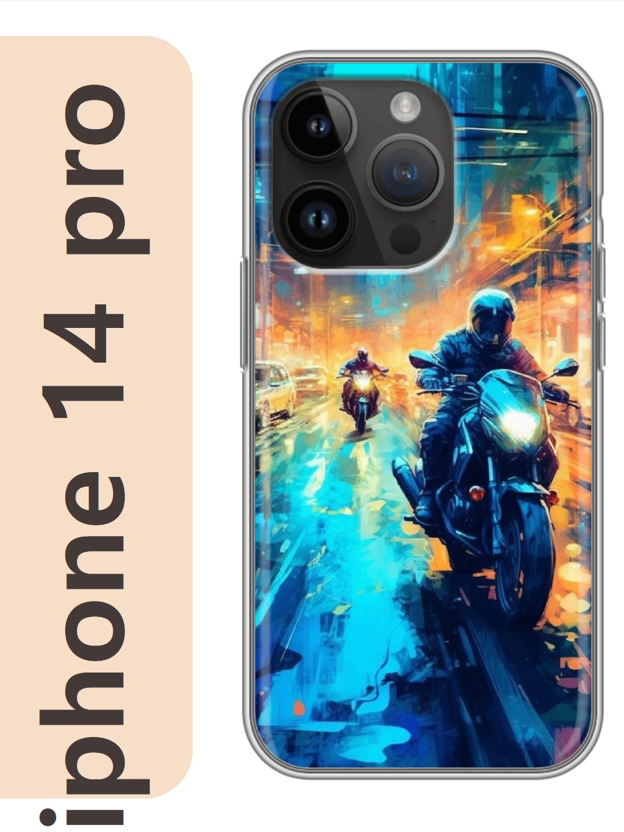 

Чехол на Apple Iphone 14 pro мотоциклисты 904, Прозрачный, Iphp14rzne