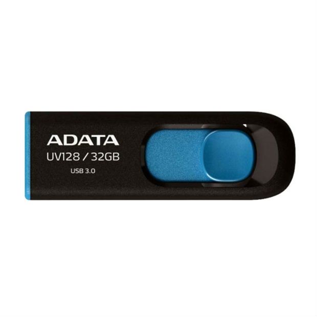 фото Флешка adata uv128 64гб blue/black (auv128-64g-rbe)