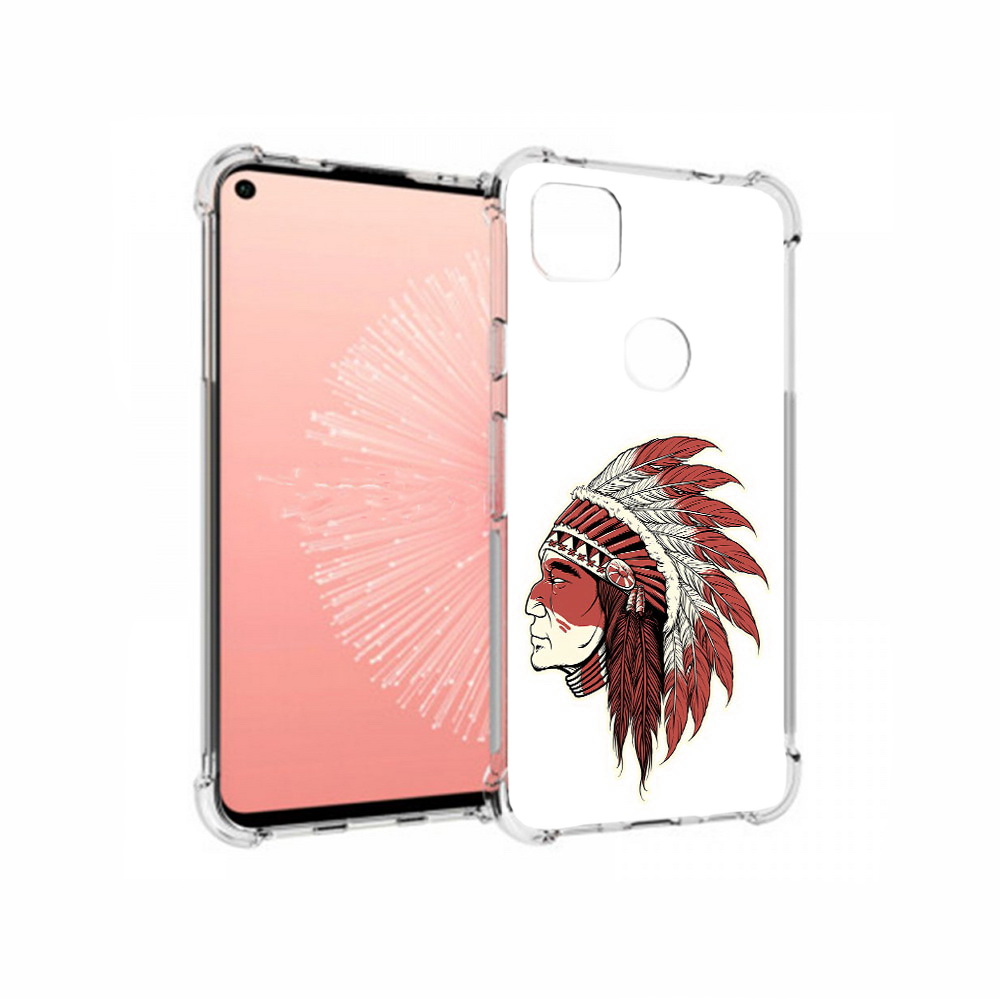 

Чехол MyPads Tocco для Google Pixel 4A красный индеец, Прозрачный, Tocco