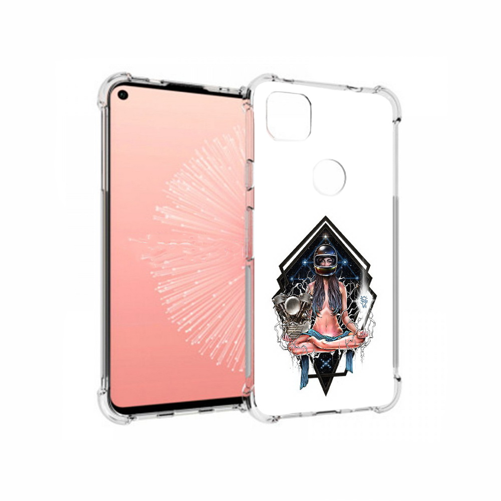 

Чехол MyPads Tocco для Google Pixel 4A красивая девушка в шлеме, Прозрачный, Tocco