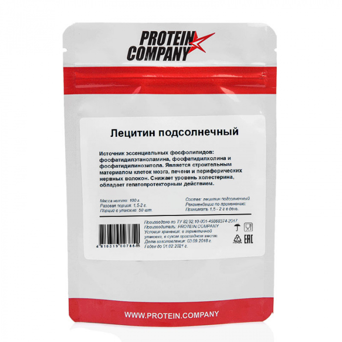 

Sunflower lecithin PROTEIN.COMPANY Подсолнечный лецитин16 порций 100 г, натуральный, Sunflower lecithin