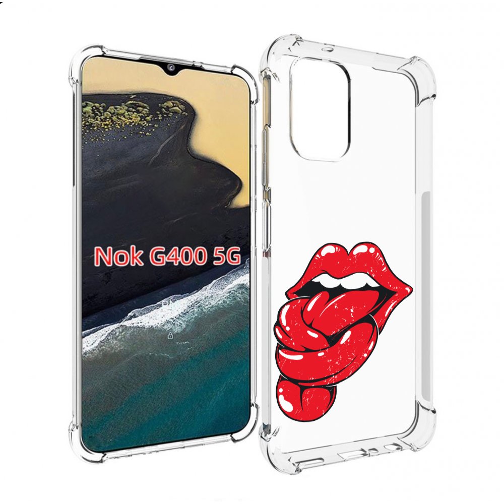 

Чехол MyPads яркие губы с языком для Nokia G400 5G, Прозрачный, Tocco