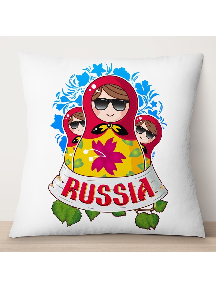 

Декоративная подушка RUSSIA. Россия Матрешки, TheSuvenir, 35x35 см