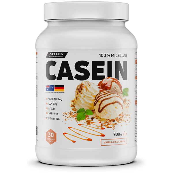 Atlecs Casein 908 g,   (мороженое ванильное)