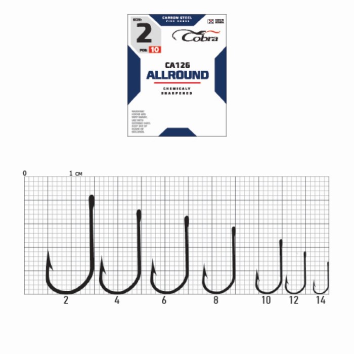 

Крючки Cobra ALLROUND, серия CA126, № 10, 10 шт., Черный