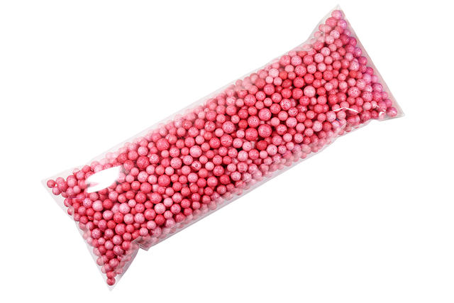 Пенопласт в шариках, тёмно-розовый, 6-8 мм 10 гр наполнитель для подарков, шаров и слаймов