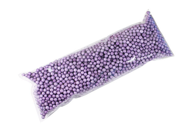 Пенопласт в шариках, фиолетовый, 6-8 мм, 10 гр, наполнитель для подарков, шаров и слаймов