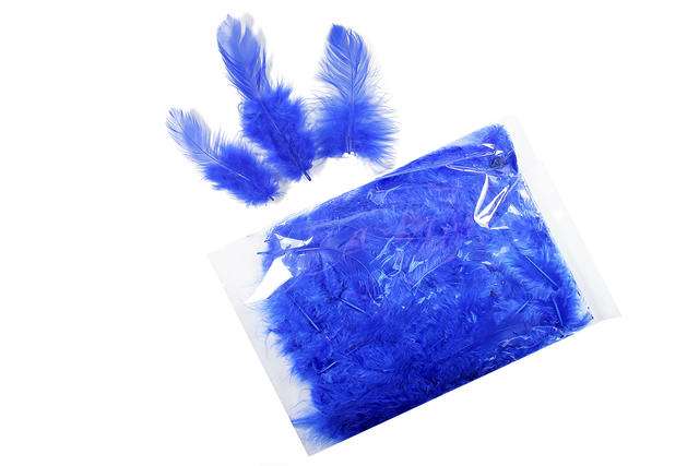 Перья декоративные для творчества, синие, 10 гр