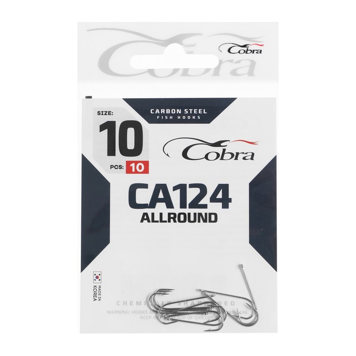 

Крючки Cobra ALLROUND, серия CA124, № 10, 10 шт., Серебристый