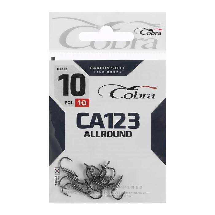 

Крючки Cobra ALLROUND, серия CA123, № 10, 10 шт., Серебристый;черный