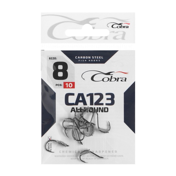 

Крючки Cobra ALLROUND, серия CA123, № 08, 10 шт., Серебристый;черный