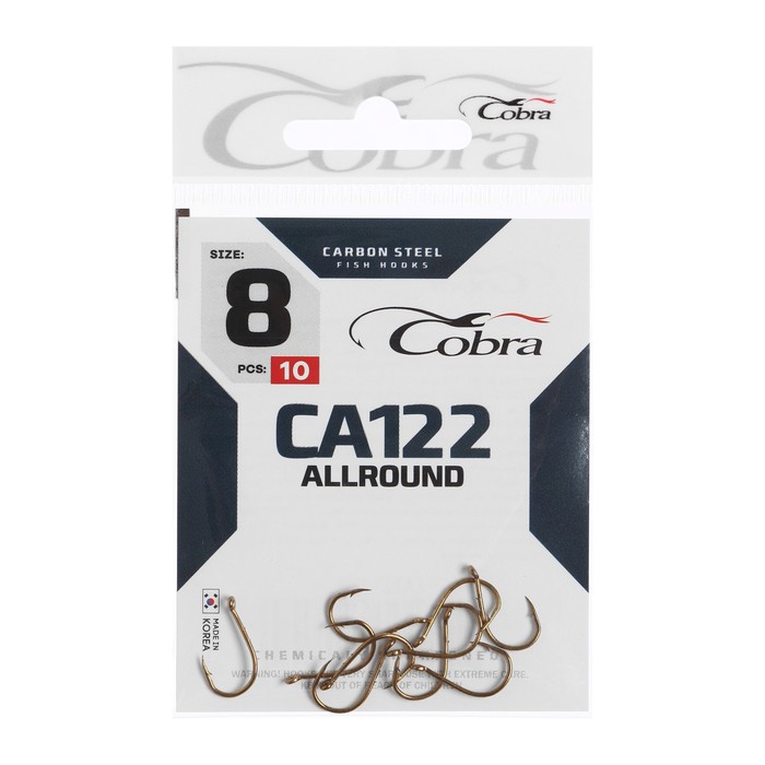 

Крючки Cobra ALLROUND, серия CA122, № 8, 10 шт., Золотистый
