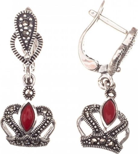 

Серьги женские из серебра ЮК Марказит HE1011, марказит/коралл, HE1011
