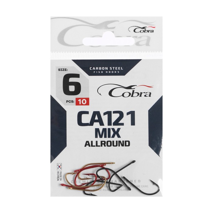 

Крючки Cobra ALLROUND, серия CA121, № 6, 10 шт., МИКС, Разноцветный