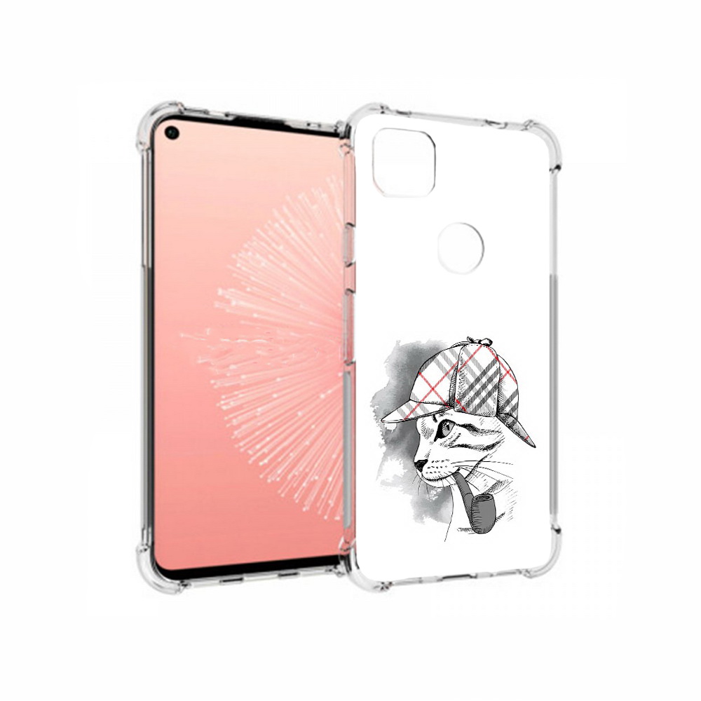 

Чехол MyPads Tocco для Google Pixel 4A кошка с трубкой, Прозрачный, Tocco