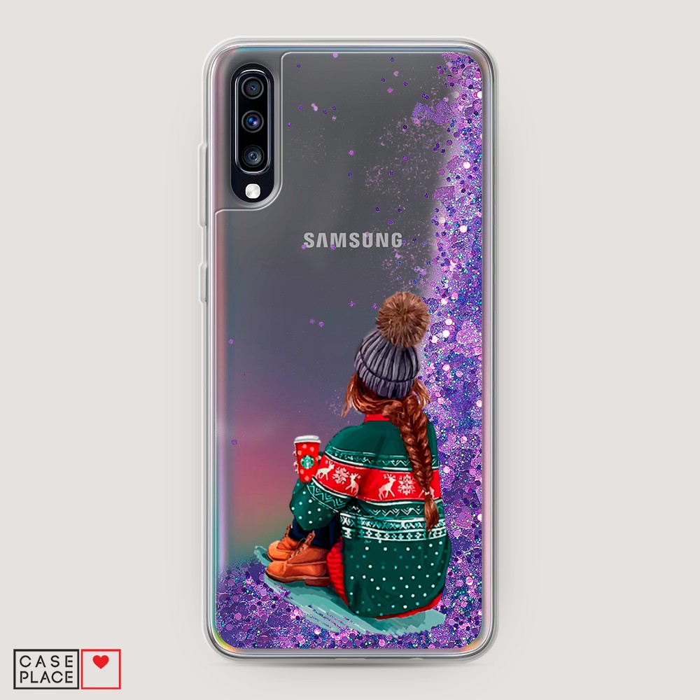 

Жидкий чехол с блестками "Winter dreams" на Samsung Galaxy A70, 28192-1