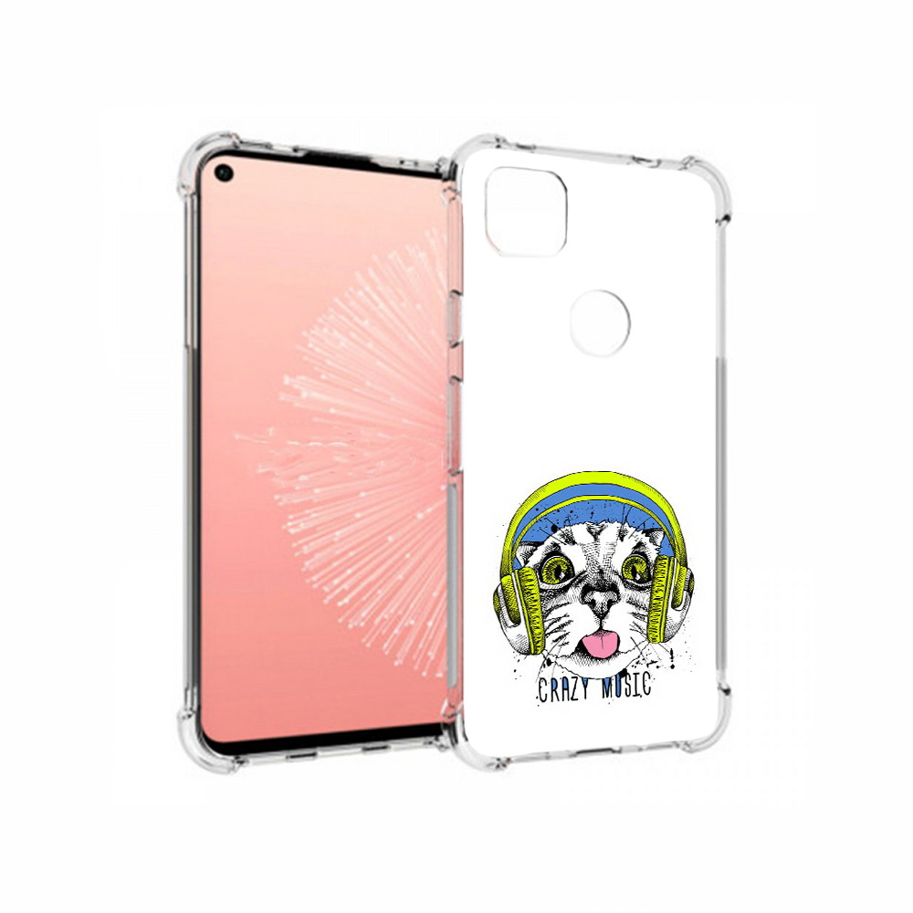Чехол MyPads Tocco для Google Pixel 4A кошка в наушниках рисунок