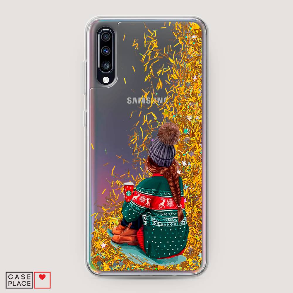 

Жидкий чехол с блестками "Winter dreams" на Samsung Galaxy A70, 28190-1