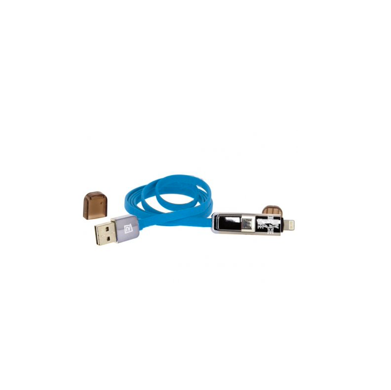 фото Кабель usb адаптер microusb lightning remax transformers 5015 плоский 1м голубой