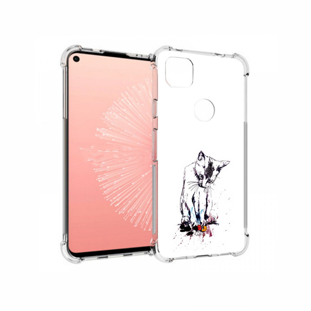 

Чехол MyPads Tocco для Google Pixel 4A кот и микки, Прозрачный, Tocco