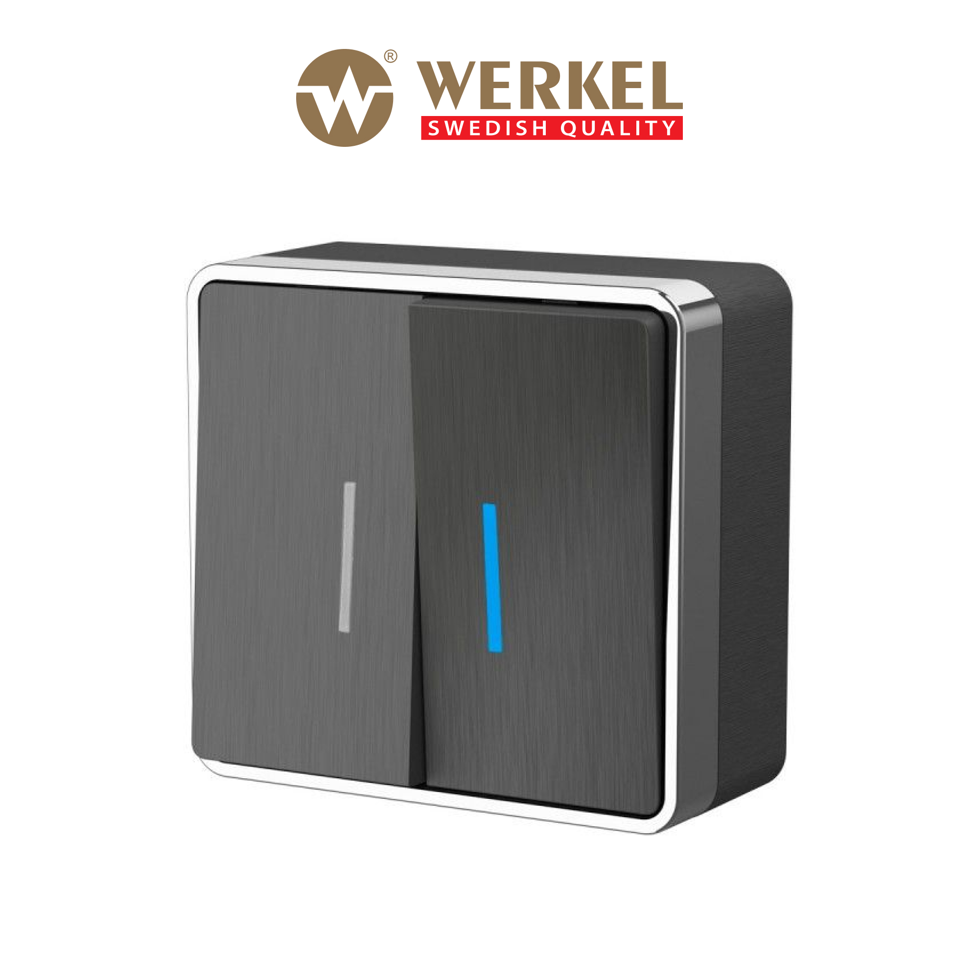 

Накладной двухклавишный выключатель с подсветкой Werkel Gallant W5020104 графит рифленый, Серый, Накладной выключатель двухклавишный с подсветкой Gallant