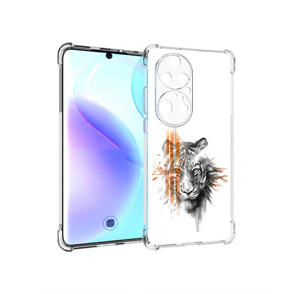 

Чехол MyPads Tocco для Huawei P50 Pro огненный тигр, Прозрачный, Tocco
