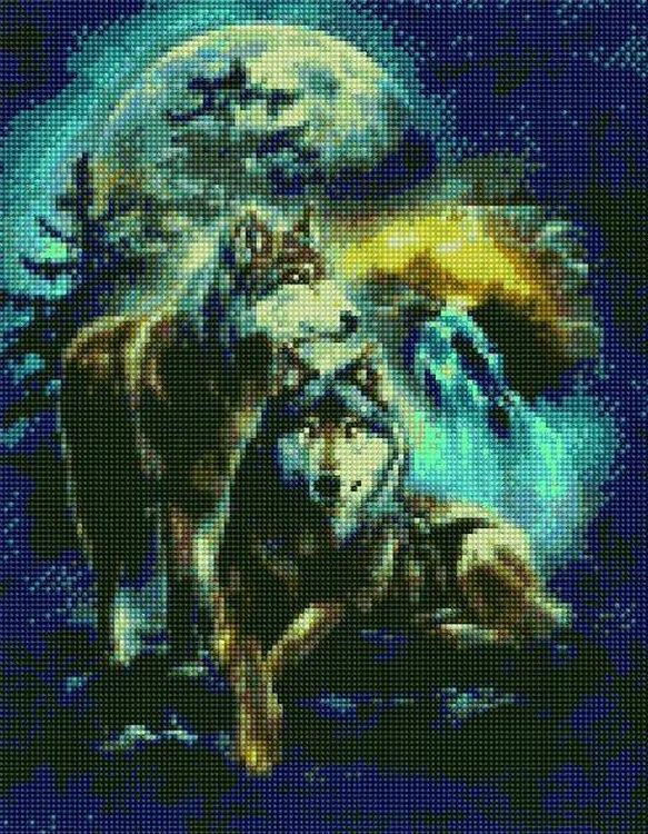 

Алмазная вышивка Painting Diamond «Волки в ночи»