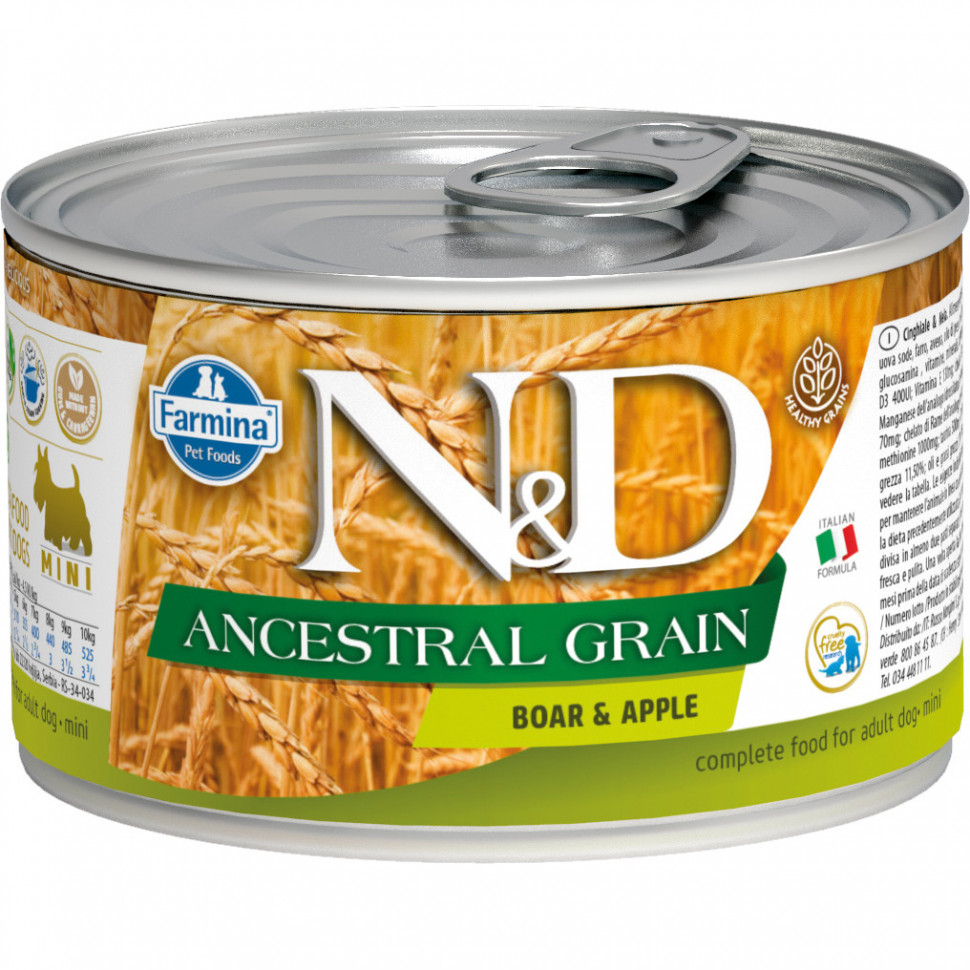фото Влажный корм для собак farmina n&d ancestral grain dog mini, кабан и яблоко, 6шт, 140г