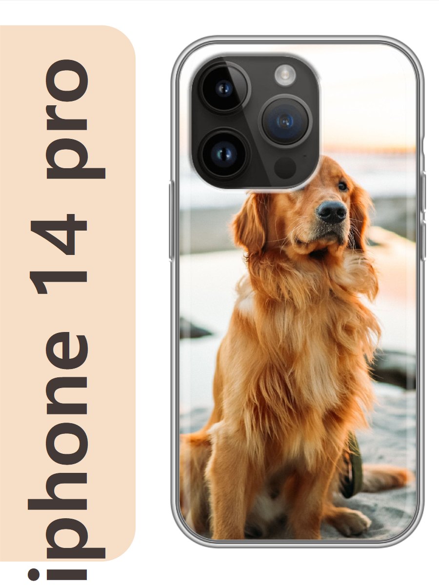 

Чехол на Apple Iphone 14 pro ретривер на пляже 832, Прозрачный, Iphp14dogs