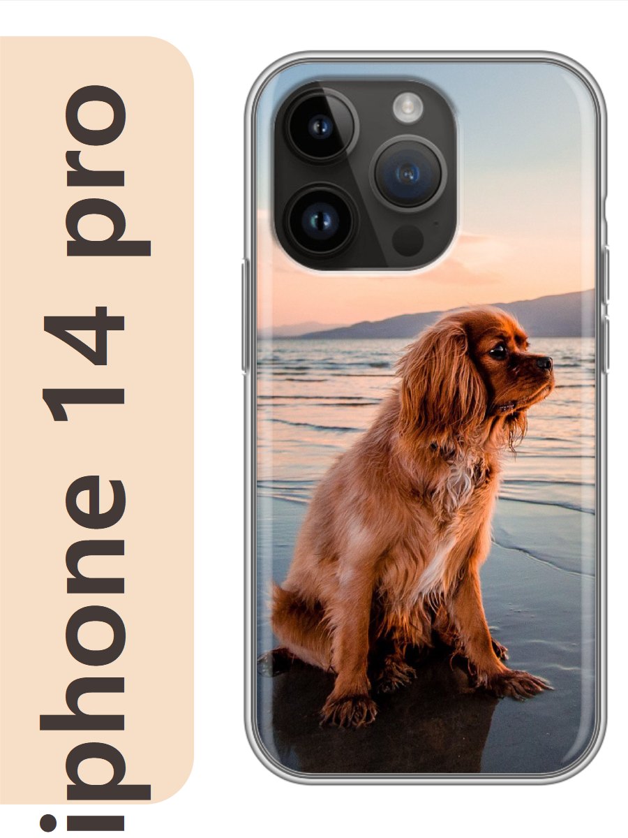 

Чехол на Apple Iphone 14 pro спаниель на пляже 831, Прозрачный, Iphp14dogs