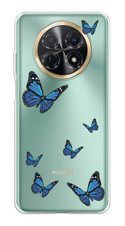 

Чехол на Huawei Nova Y91 "Blue butterflies", Синий;черный, 6121650-1