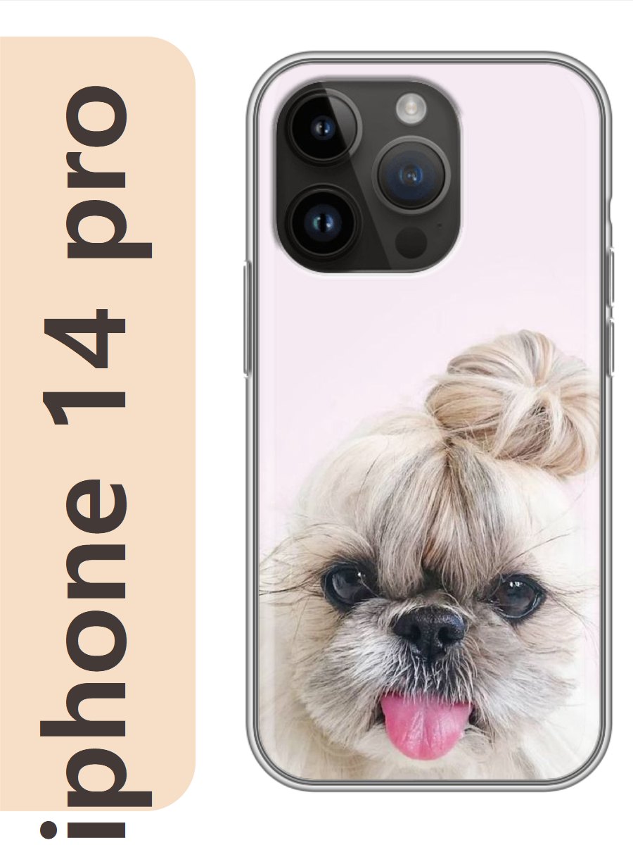 

Чехол на Apple Iphone 14 pro собака с прической 824, Прозрачный, Iphp14dogs