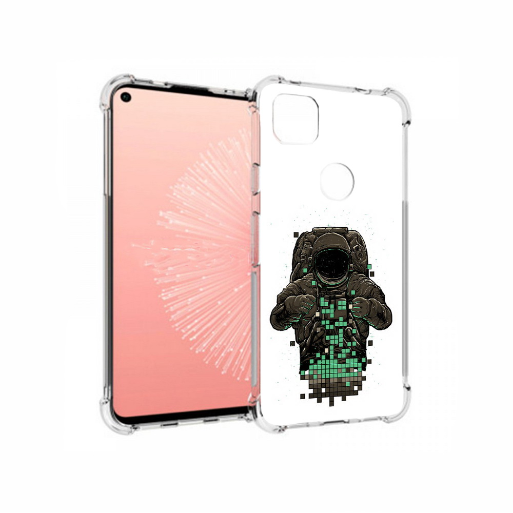 

Чехол MyPads Tocco для Google Pixel 4A космонавт с пикселями, Прозрачный, Tocco