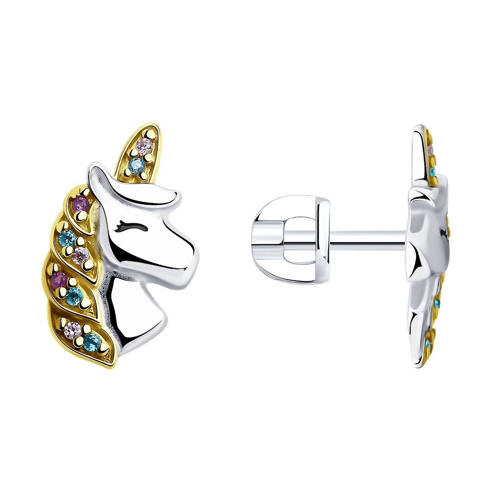 

Серьги пусеты из серебра SOKOLOV 94025706, фианит, 94025706