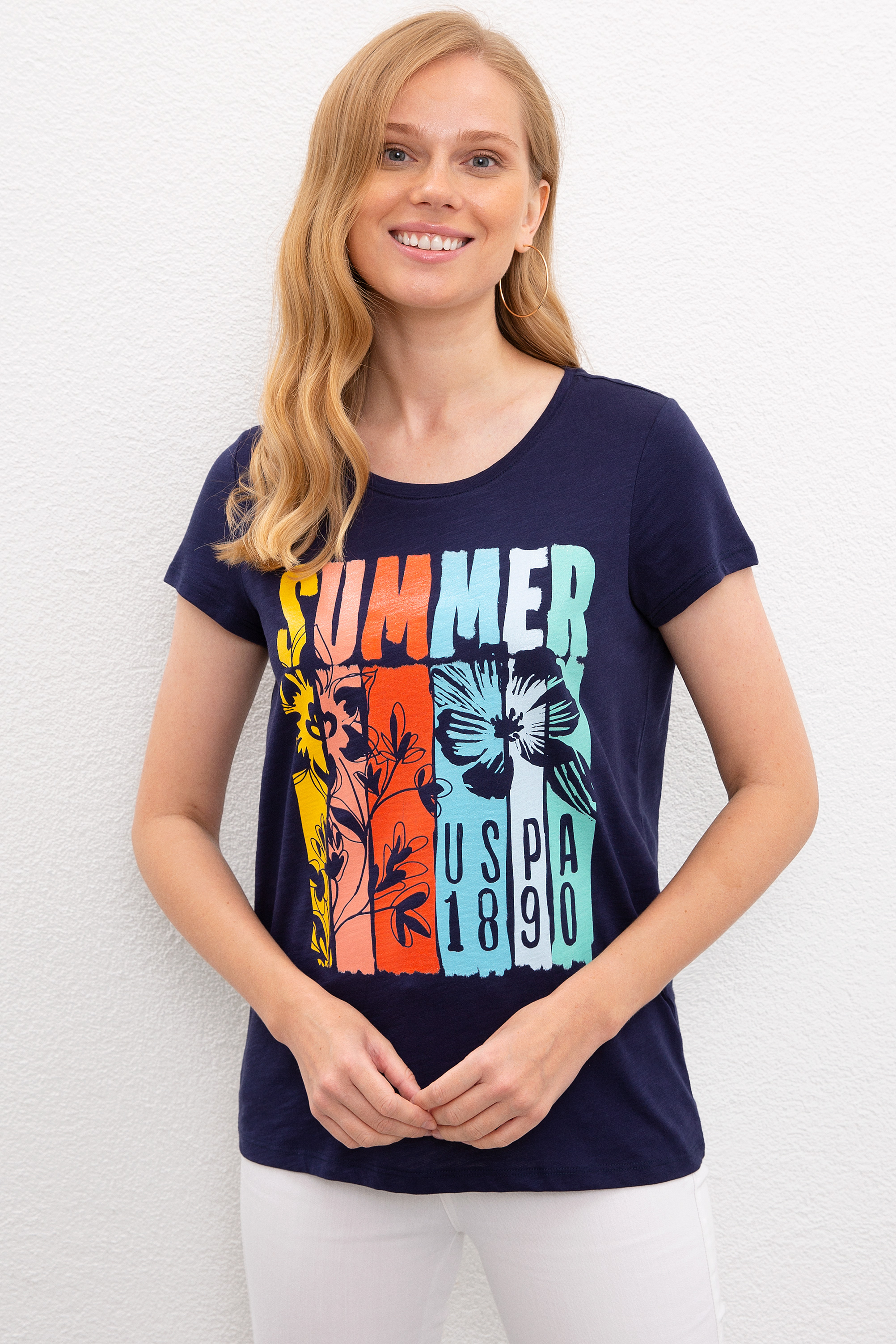

Футболка женская U.S. POLO Assn. G082GL0110GOLBY синяя M, G082GL0110GOLBY
