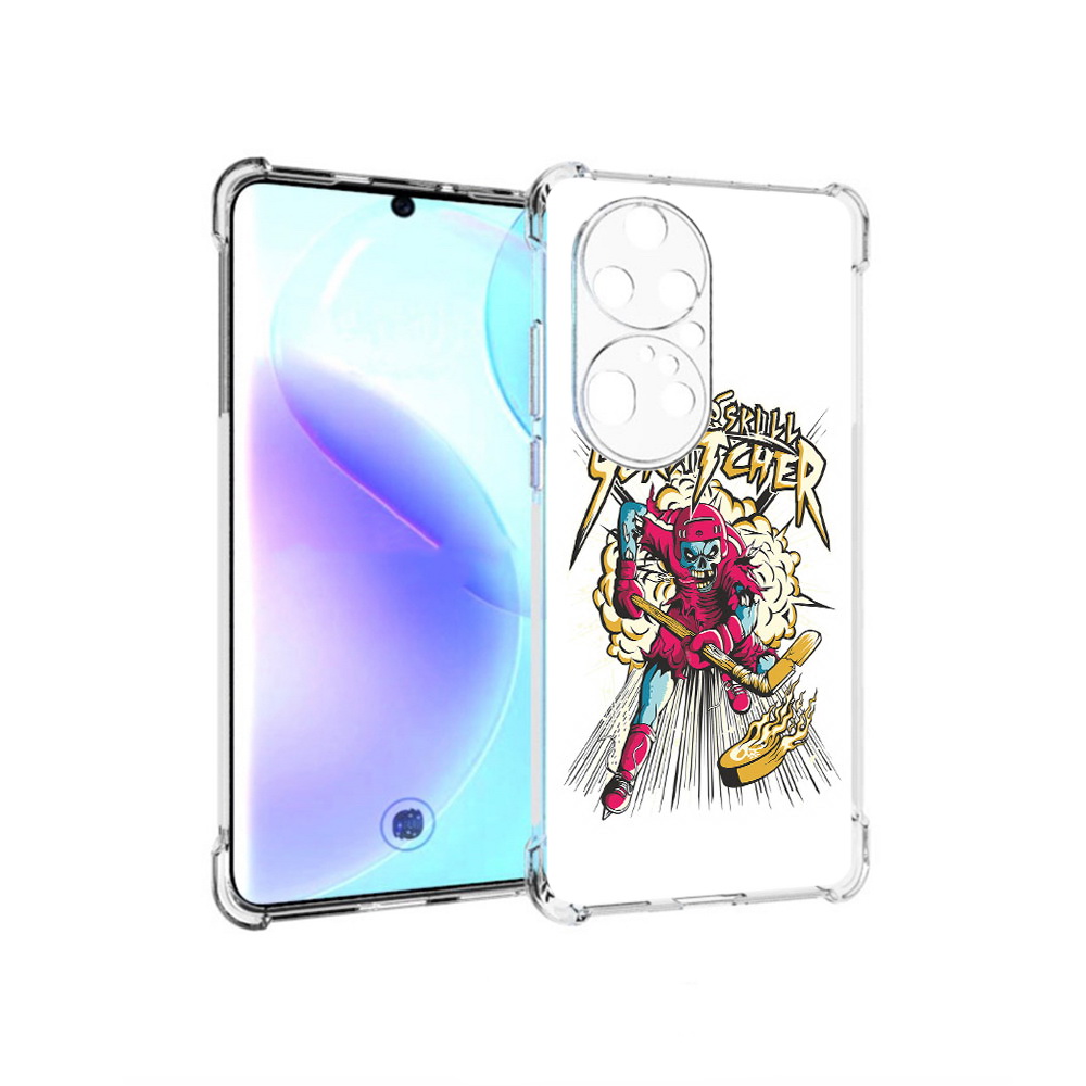 

Чехол MyPads Tocco для Huawei P50 Pro нарисованный скелет хоккеист, Прозрачный, Tocco