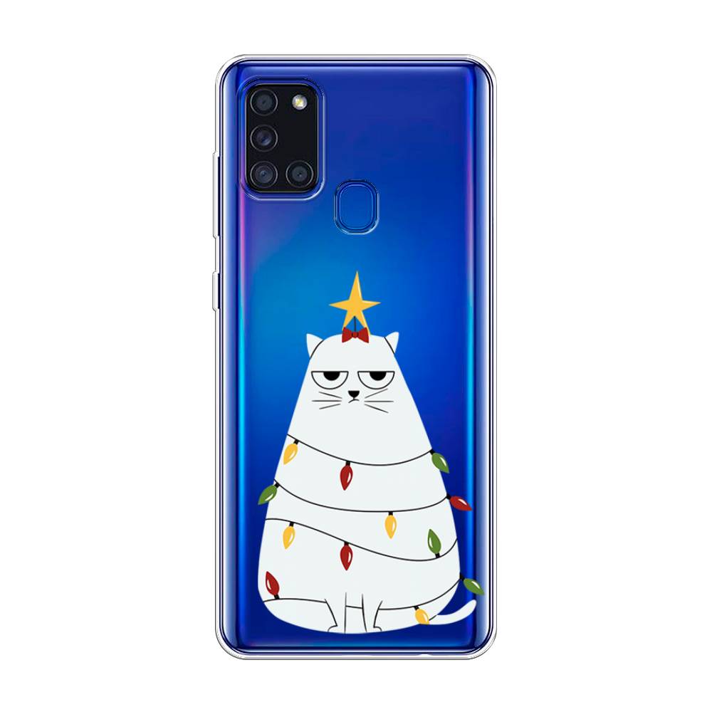 

Чехол на Samsung Galaxy A21s "Котик в гирлянде", Белый;красный;желтый, 2100250-1
