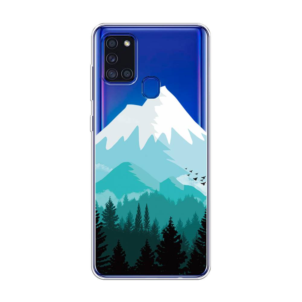 

Чехол на Samsung Galaxy A21s "Синяя снежная гора", Белый;голубой, 2100250-2