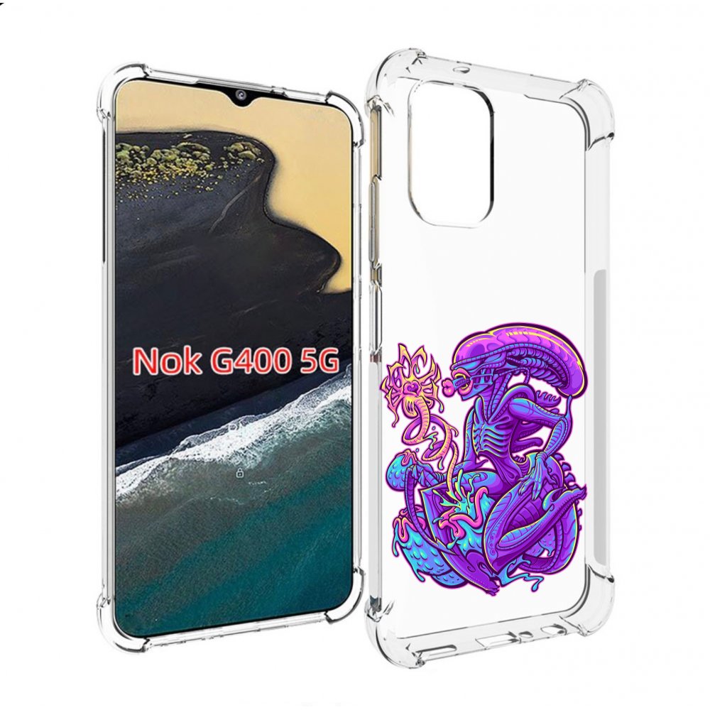 

Чехол MyPads чужой фиолетовый цвет для Nokia G400 5G, Прозрачный, Tocco