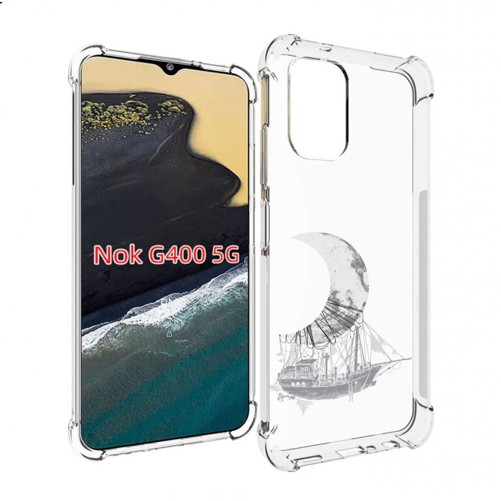

Чехол MyPads черно белый корабль полумесяц для Nokia G400 5G, Прозрачный, Tocco