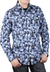 Рубашка мужская Maestro Army3 синяя 42/182-188