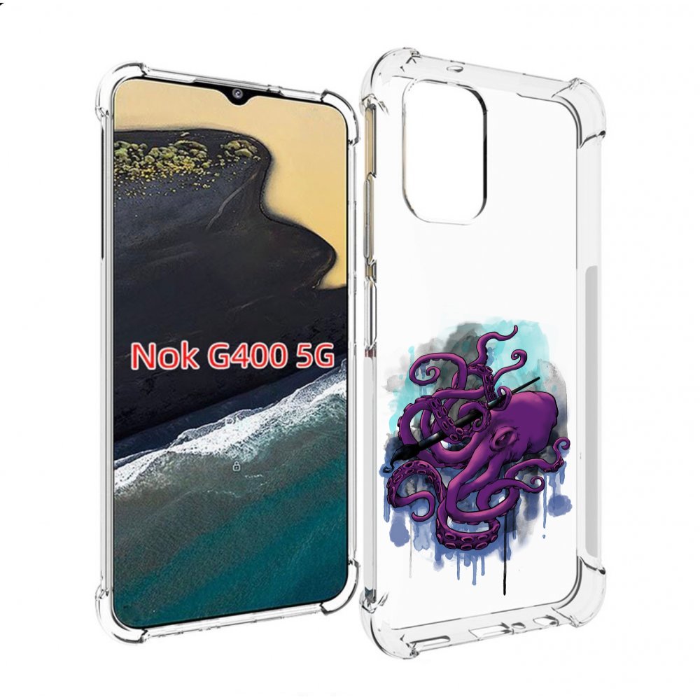

Чехол MyPads фиолетовый осьминог для Nokia G400 5G, Прозрачный, Tocco
