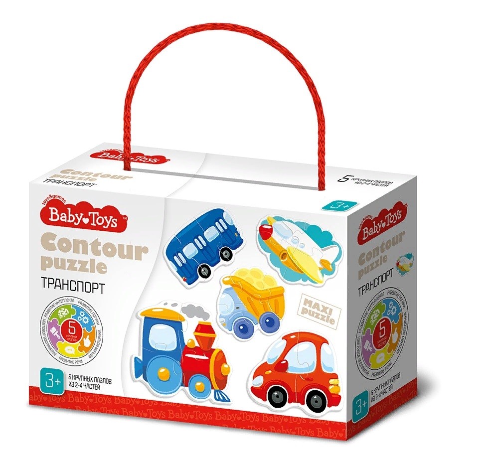 Пазлы контурные Baby Toys. Транспорт Десятое королевство