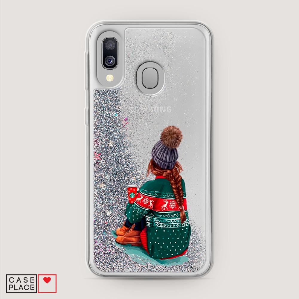 

Жидкий чехол с блестками "Winter dreams" на Samsung Galaxy A40