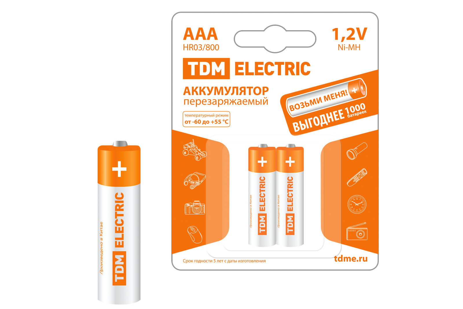 Аккумулятор AAA-800 mAh Ni-MH BP-2 TDM