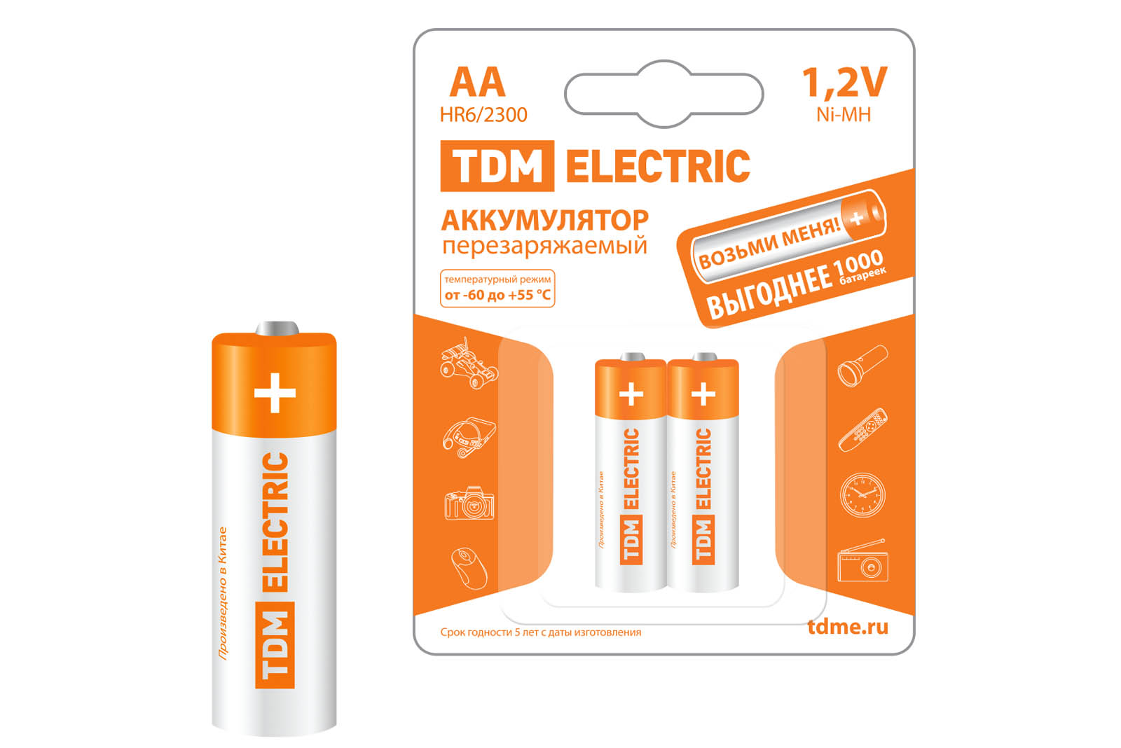 

Аккумулятор AA-2300 mAh Ni-MH BP-2 TDM